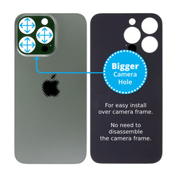 Apple iPhone 13 Pro - Hátsó ház üveg Nagyobb Kamera Nyílással (Alpine Green)