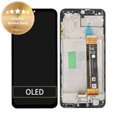 Samsung Galaxy A23 5G A236B - LCD Kijelző + Érintőüveg + Keret (Black) - GH82-29734A, GH82-29735A Genuine Service Pack