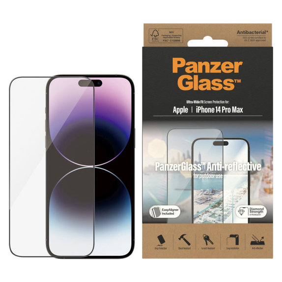 Edzett üveg UWF Anti-Reflective AB applikátorral iPhone 14 Pro Max készülékhez, Fekete, PanzerGlass