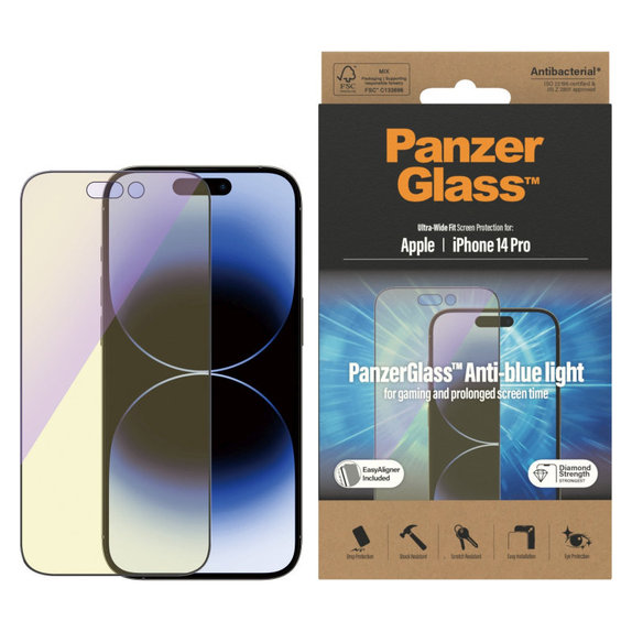 Edzett üveg UWF Anti-Bluelight AB applikátorral iPhone 14 Pro készülékhez, Fekete, PanzerGlass