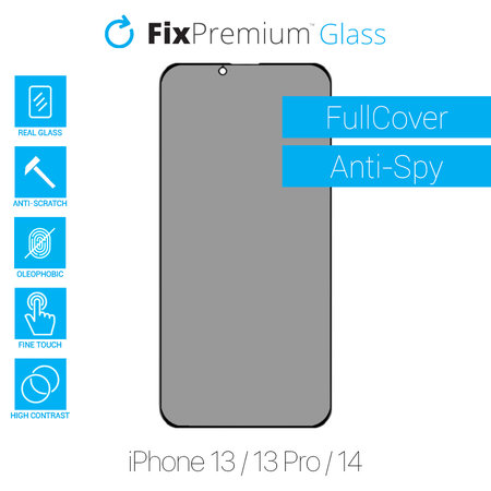 FixPremium Privacy Anti-Spy Glass - Edzett üveg - iPhone 13, 13 Pro és 14