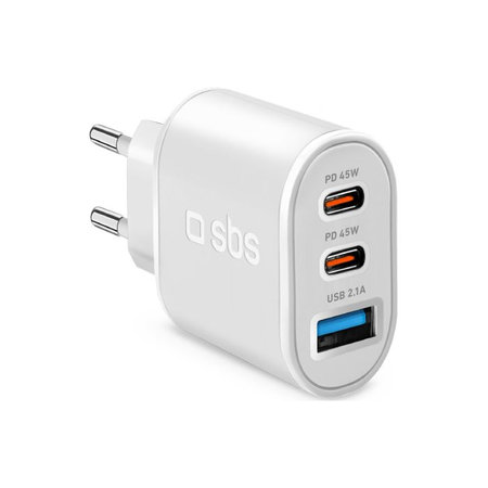 SBS - 45W Töltőadapter USB, 2x USB-C, PowerDelivery, fehér