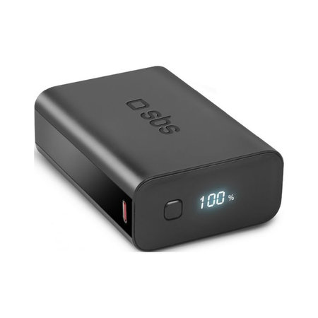 SBS - PowerBank LCD-vel 20 000 mAh, USB, USB-C PowerDelivery 20W, fekete