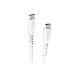 SBS - USB-C / USB-C PowerDelivery Kábel kijelzővel 100W (1.5m), fehér