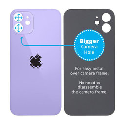 Apple iPhone 12 - Hátsó Ház Üveg Nagyobb Kamera Nyílással (Purple)