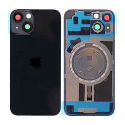 Apple iPhone 14 - Hátsó üveg + Kamera lencse + Fémlemez + Magsafe mágnes (Midnight)
