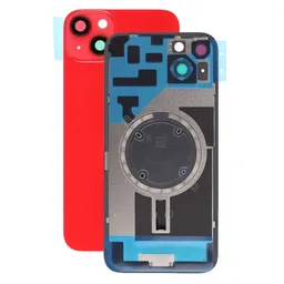 Apple iPhone 14 Plus - Hátsó üveg + Kamera lencse + Fémlemez + Magsafe mágnes (Red)