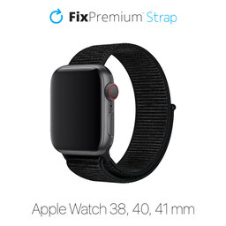 FixPremium - Nylon Szíj - Apple Watch (38, 40 és 41mm), fekete