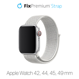 FixPremium - Nylon Szíj - Apple Watch (42, 44, 45 és 49mm), fehér