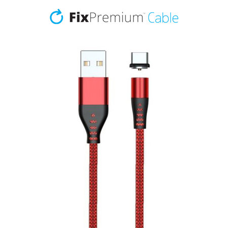 FixPremium - USB-C / USB Mágneses Kábel (2m), piros