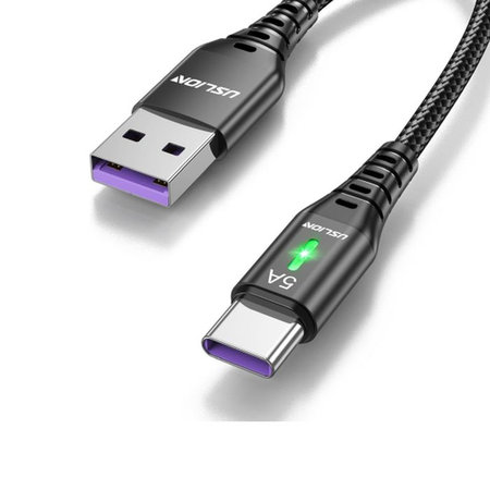 FixPremium - USB-C / USB Kábel LED-es visszajelzővel (1m), fekete