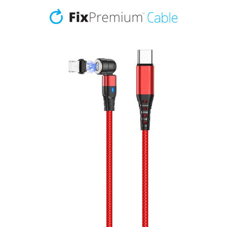 FixPremium - Lightning / USB-C mágneses Kábel (1m), piros
