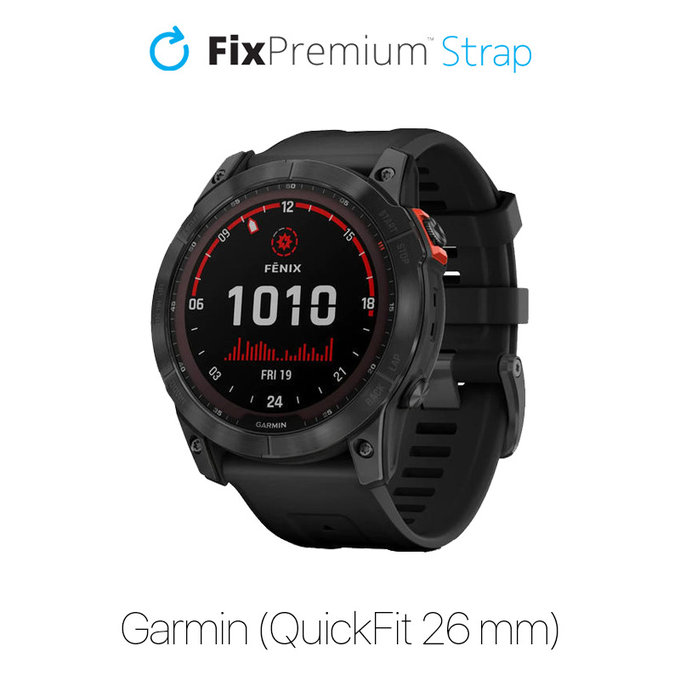 FixPremium - Szilikon szíj Garminhoz (QuickFit 26mm), fekete