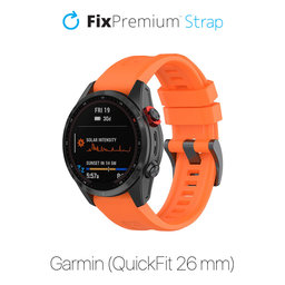 FixPremium - Szilikon szíj Garminhoz (QuickFit 26mm), narancssárga