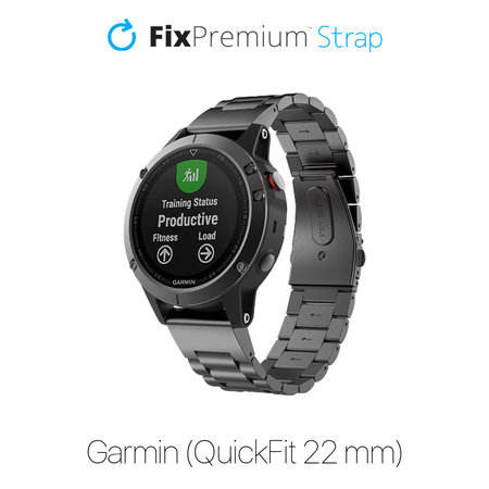 FixPremium - Rozsdamentes acél szíj Garminhoz (QuickFit 22mm), fekete