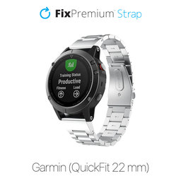 FixPremium - Rozsdamentes acél szíj Garminhoz (QuickFit 22mm), ezüst