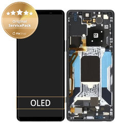 Sony Xperia 5 IV XQ-CQ54 - LCD Kijelző + Érintőüveg + Keret (Black) - A5050962A Genuine Service Pack