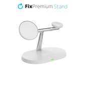 FixPremium - MagSafe 3in1 állvány iPhone-hoz, Apple Watch-hoz és AirPods-hoz, fehér színű