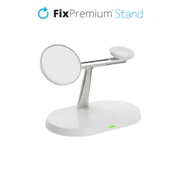 FixPremium - MagSafe 3in1 állvány iPhone-hoz, Apple Watch-hoz és AirPods-hoz, fehér színű