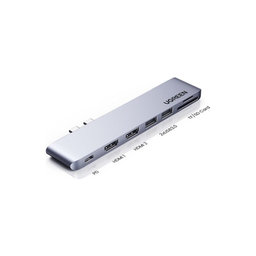 UGREEN - Dual USB-C Hub 7in1, szürke
