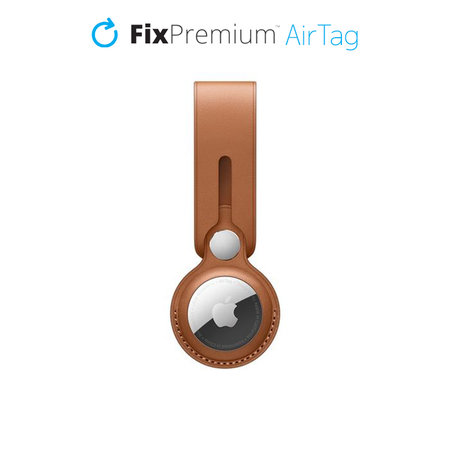 FixPremium - Bőr kulcstartó az AirTaghez, barna színű
