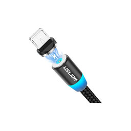 USLION - Lightning / USB Mágneses Kábel (1m), fekete