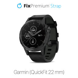 FixPremium - Bőrszíj Garmin-hoz (QuickFit 22mm), fekete