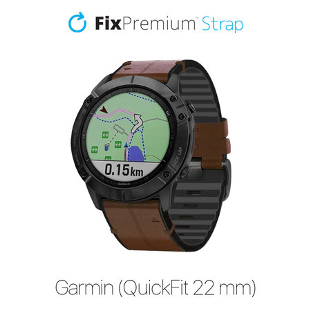 FixPremium - Bőrszíj Garmin-hoz (QuickFit 22mm), barna