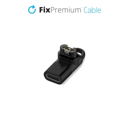 FixPremium - USB-C és Garmin csatlakozó reduktor órá-hoz, Fekete