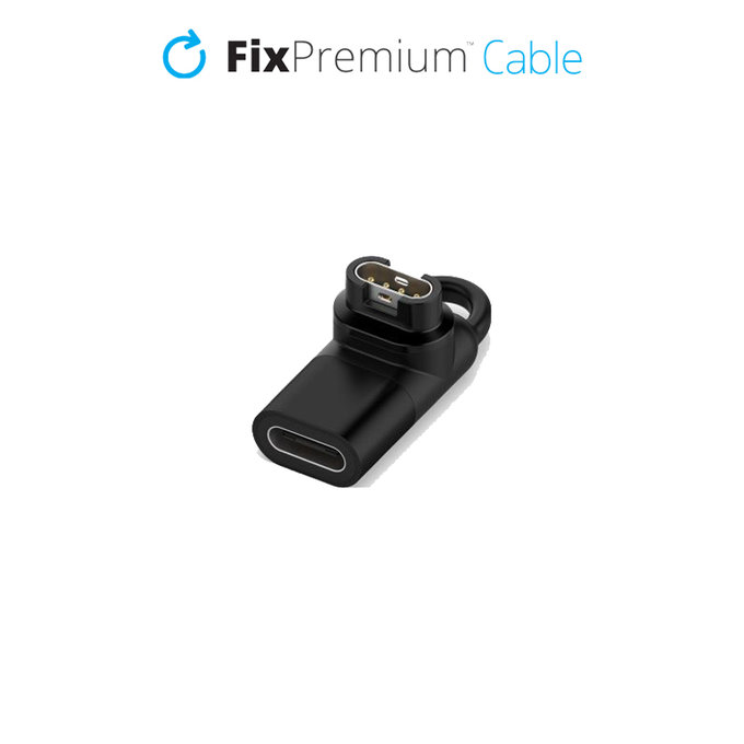 FixPremium - USB-C és Garmin csatlakozó reduktor órá-hoz, Fekete