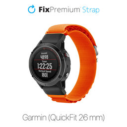 FixPremium - Alpesi hurokszíj Garmin-hoz (QuickFit 26mm), narancssárga