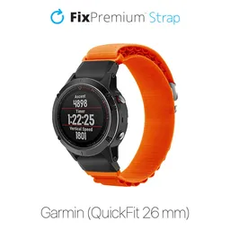 FixPremium - Alpesi hurokszíj Garmin-hoz (QuickFit 26mm), narancssárga