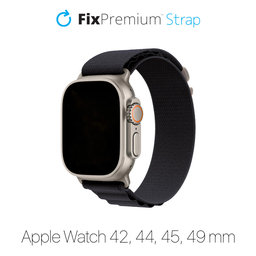 FixPremium - Szíj Alpine Loop - Apple Watch (42, 44, 45 és 49mm), fekete