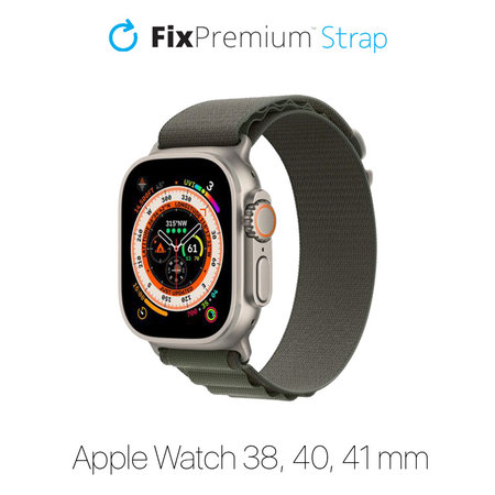 FixPremium - Szíj Alpine Loop - Apple Watch (38, 40 és 41mm), zöld
