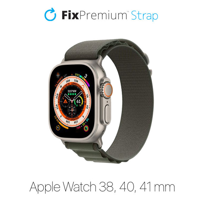 FixPremium - Szíj Alpine Loop - Apple Watch (38, 40 és 41mm), zöld