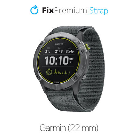 FixPremium - Nylon pánt Garmin-hoz (22mm), szürke