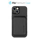 FixPremium - Karbon tok MagSafe tárcával iPhone 13 mini készülékhez, fekete
