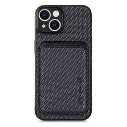 FixPremium - Karbon tok MagSafe tárcával iPhone 14 Plus készülékhez, fekete