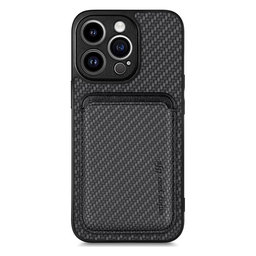 FixPremium - Karbon tok MagSafe tárcával iPhone 14 Pro készülékhez, fekete