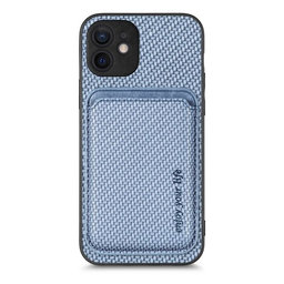 FixPremium - Karbon tok MagSafe tárcával iPhone 12 mini készülékhez, kék
