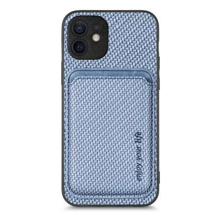 FixPremium - Karbon tok MagSafe tárcával iPhone 12 készülékhez, kék