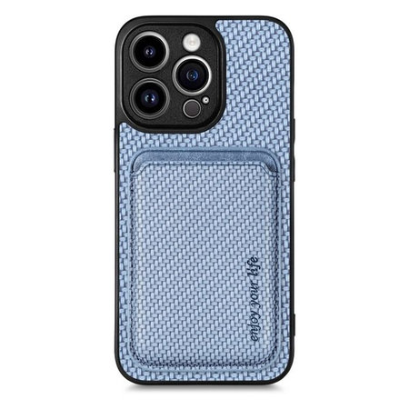 FixPremium - Karbon tok MagSafe tárcával iPhone 14 Pro Max készülékhez, kék