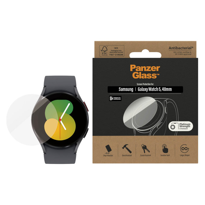 Edzett üveg Flat Glass AB Samsung Galaxy Watch 5 40 mm készülékhez, Átlátszó, PanzerGlass