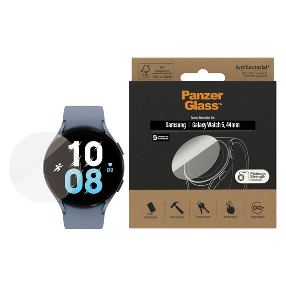 Edzett üveg Flat Glass AB Samsung Galaxy Watch 5 44 mm készülékhez, Átlátszó, PanzerGlass