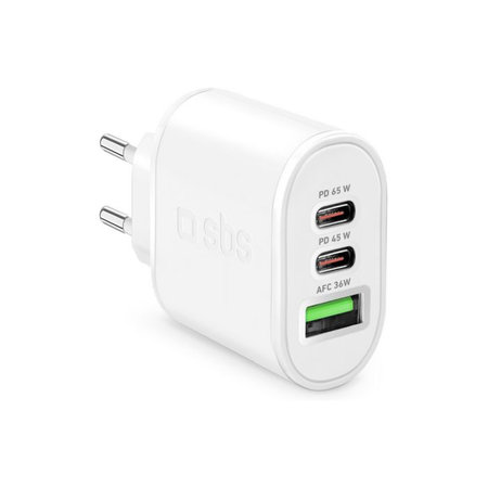 SBS - 65W Töltőadapter USB (36W), 2x USB-C (65W, 45W), PowerDelivery, fehér