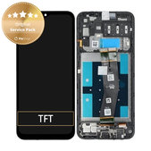 Samsung Galaxy A14 A145R - LCD Kijelző + Érintőüveg + Keret (Black) - GH81-23541A, GH81-23540A Genuine Service Pack