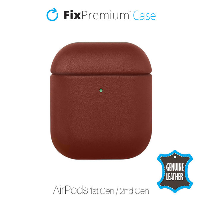 FixPremium - Bőrtok - AirPods 1 és 2, barna