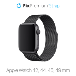 FixPremium - Szíj Milanese Loop - Apple Watch (42, 44, 45 és 49mm), fekete