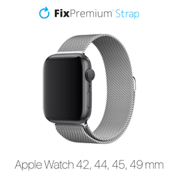 FixPremium - Szíj Milanese Loop - Apple Watch (42, 44, 45 és 49mm), ezüst