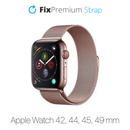 FixPremium - Szíj Milanese Loop - Apple Watch (42, 44, 45 és 49mm), rose gold